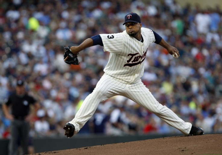 Minnesota Twins starting pitcher Francisco Liriano throws against the New York Yankees in Minneapolis