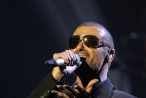 British singer George Michael arrives on stage before his concert in Prague