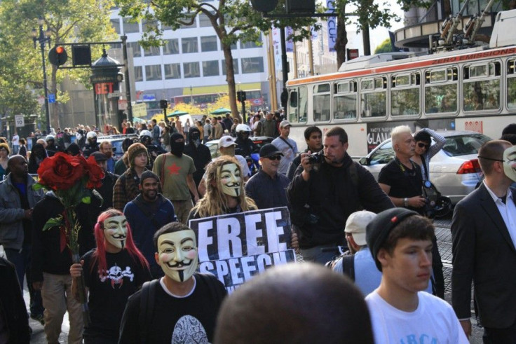 The protesters roamed up and down Market Street for several hours, holding the sign board written with &quot;Stop Killing the Poor,&quot; &quot;BART Cops Murder Passengers,&quot; &quot;Free Speech.&quot; Some people even put the posters - &quot;Disband th