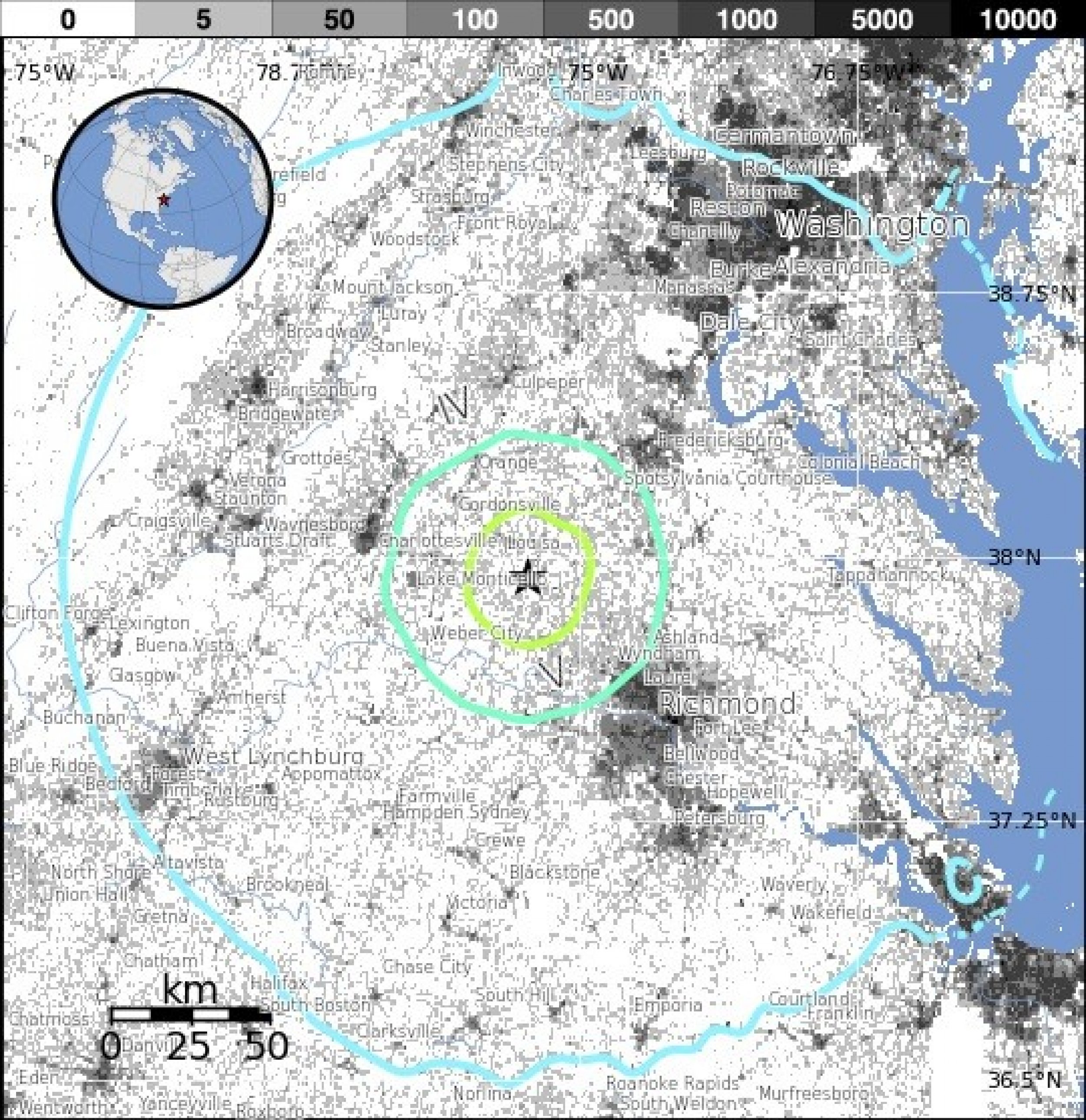 Virginia Earthquake 2011 Map