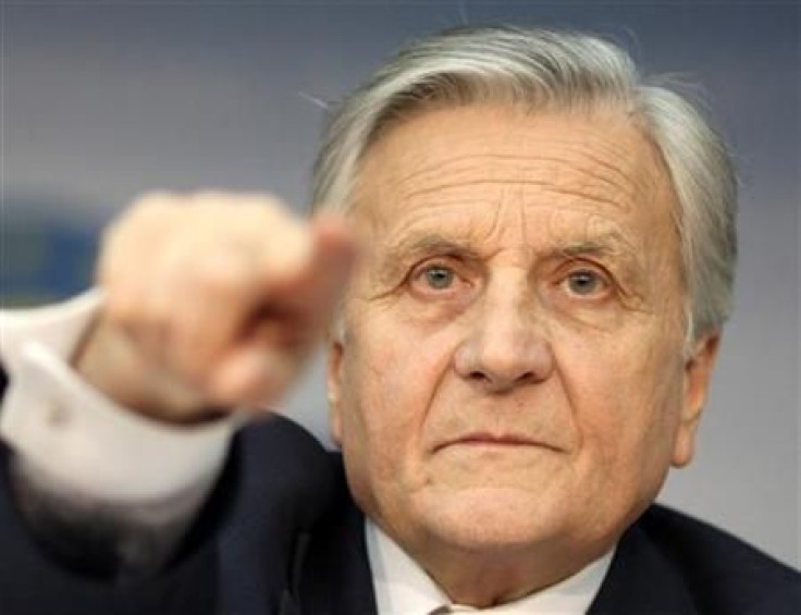 Trichet President of ECB addresses the media during his monthly news conference at the ECB headquarters in Frankfurt