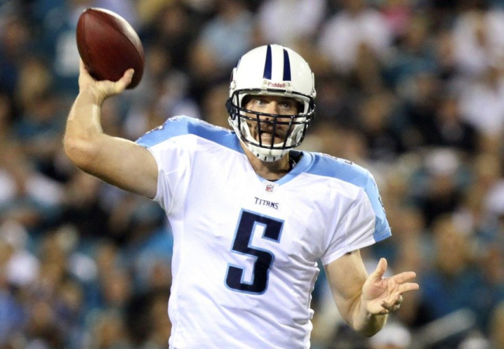 Tennessee Titans quarterback Collins throws a pass against the Jacksonville Jaguars during the first half of their Monday night NFL football game in Jacksonville, Florida