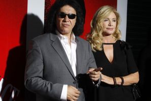 Gene Simmons of the band Kiss and actress Shannon Tweed arrive at the Blu-ray disc launch party for the 1983 classic film &quot;Scarface&quot; in Los Angeles, California 