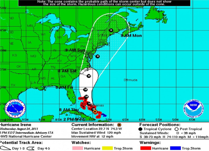 Hurricane Irene Projected Path (Map 1)