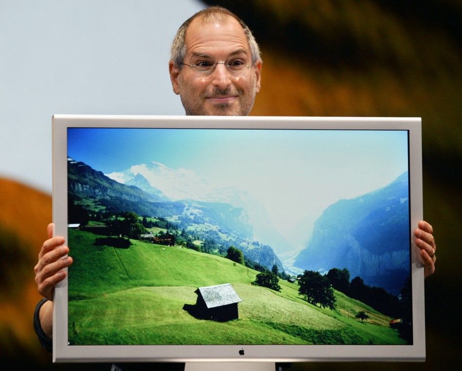 Chief Executive Steve Jobs previewing the latest version of its Mac OS X operating system code-named called Tiger in San Francisco, California