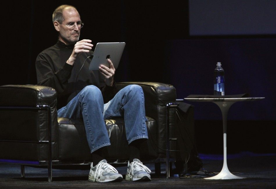 Apple Chief Executive Officer Steve Jobs uses quotiPadquot during the launch of Apples new tablet computing device in San Francisco, California