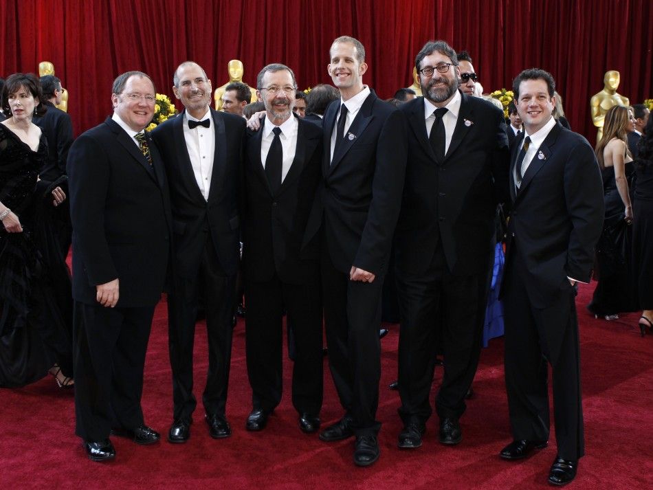 John Lassiter L, chief creative officer at Pixar and Walt Disney Animation Studios, poses with Apple CEO Steve Jobs 2nd L, Pete Docter 3rd R and the rest of the team from the best picture nominated animated film quotUpquot at the 82nd Academy Aw