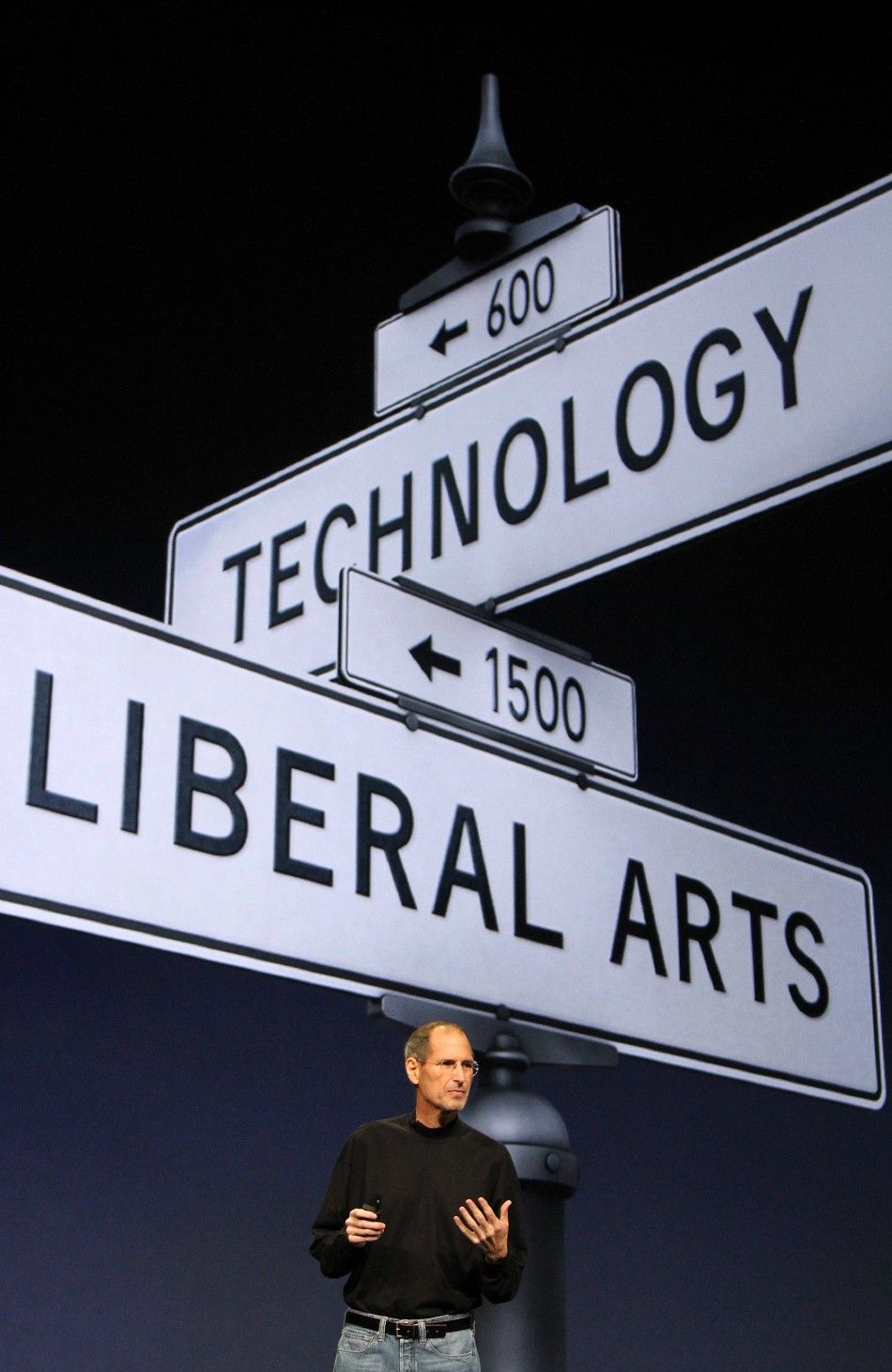 Apple Inc. CEO Steve Jobs speaks at the conclusion of the launch of the iPad 2 on stage during an Apple event in San Francisco, California 