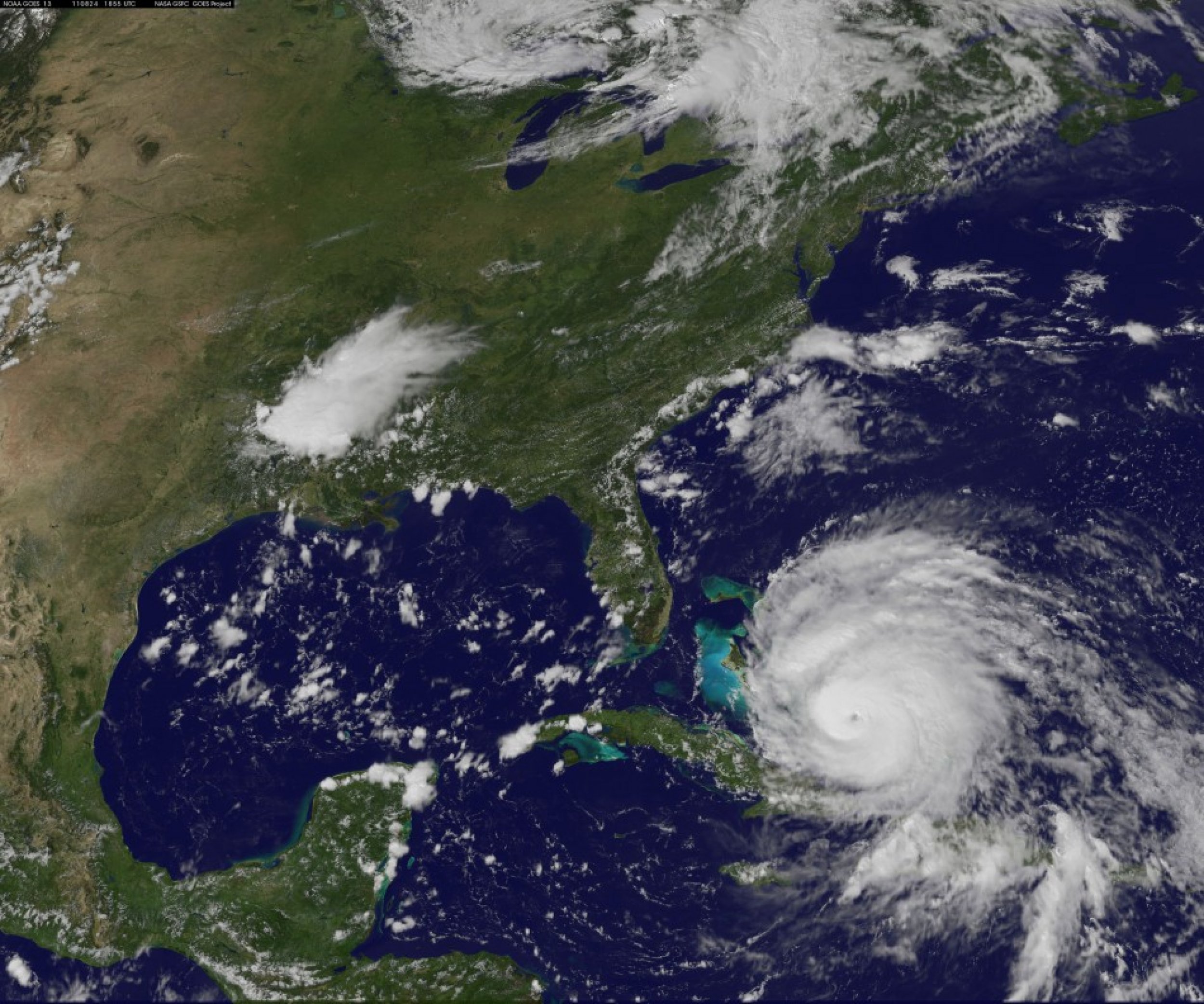 Hurricane Irene as Seen by the GOES Satellite on August 24, 2011