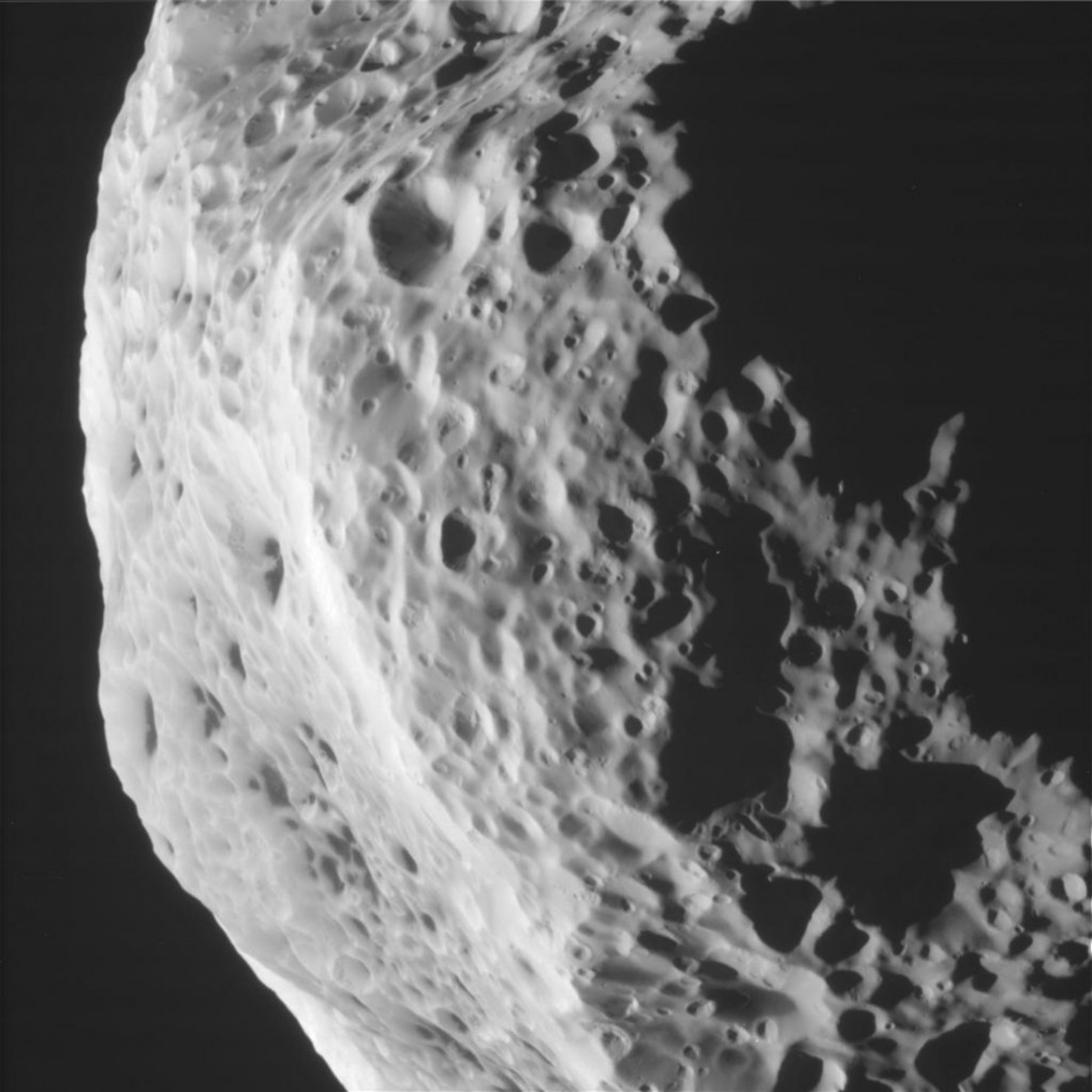 NASA Captures Spectacular Cosmic Images of Saturns Oddly Shaped Moon Hyperion.