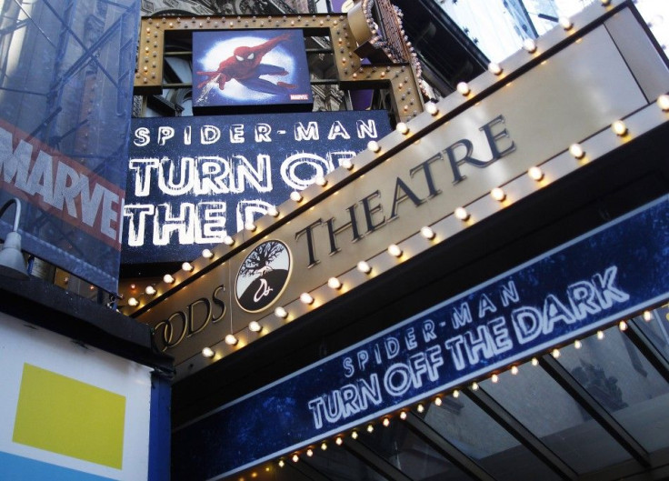 The marquee for the Broadway show &quot;Spider-Man: Turn Off The Dark&quot; is seen outside the Foxwoods Theatre in New York