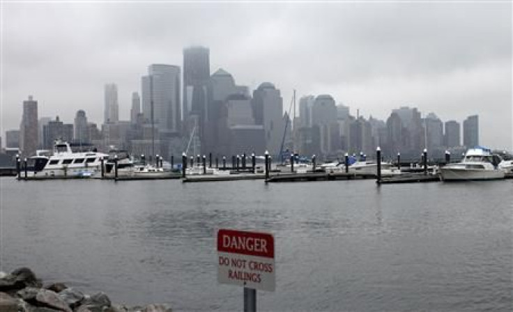 General view of Manhattan is seen as Hurricane Irene approaches New Jersey, New York