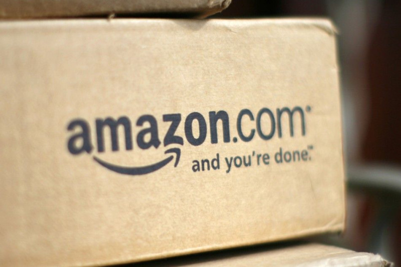 A box from Amazon.com is pictured on the porch of a house in Golden