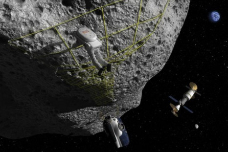 Artist&#039;s concept of anchoring to the surface of an asteroid.