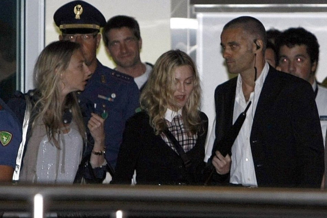Madonna arrives at the Venice airport during the 68th Venice Film Festival