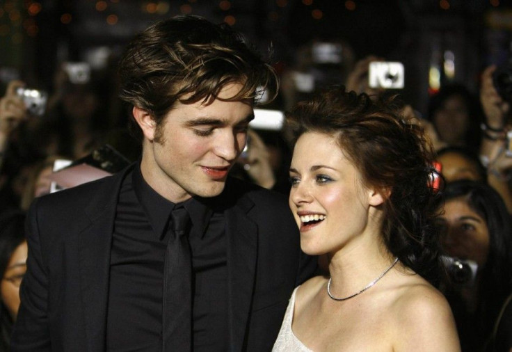 Robert Pattinson and Kristen Stewart attend the premiere of the movie Twilight in Westwood.