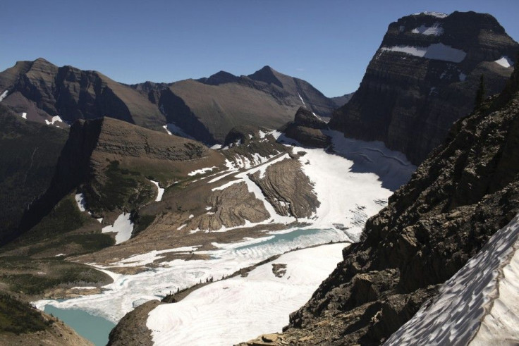 View from atop the Grinnell Glacier Overlook trail in Glacier National Park in Montana