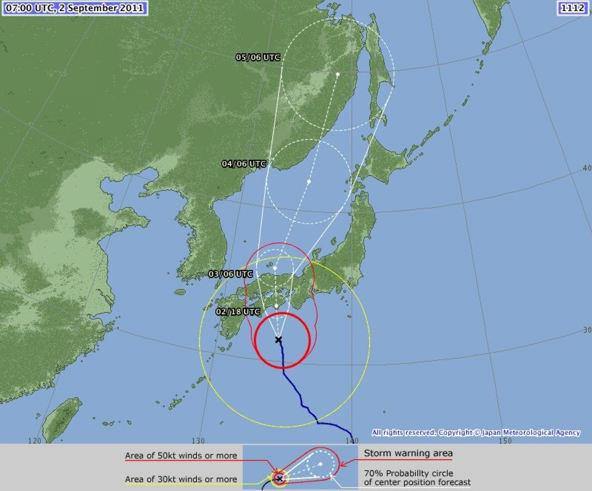 Typhoon Talas Posing Major Threat to Japan with Heavy Rain and Landslides.