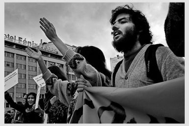 Students in Lisbon, Portugal protest against austerity measures