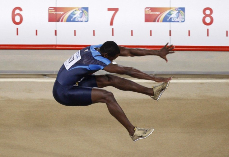 Phillips of the U.S. competes during the men&#039;s long jump final at the IAAF World Championships in Daegu