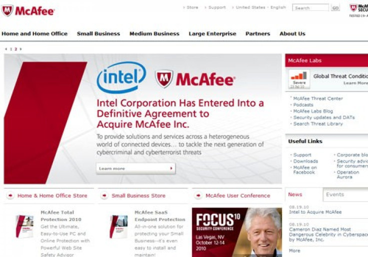 McAfee corporate homepage