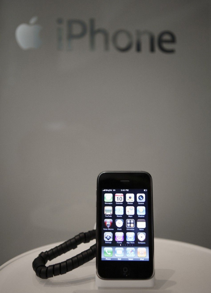 An Apple iPhone 3GS sits on a cradle at a Singtel showroom ahead of the phone launch this evening in Singapore 10/07/2009