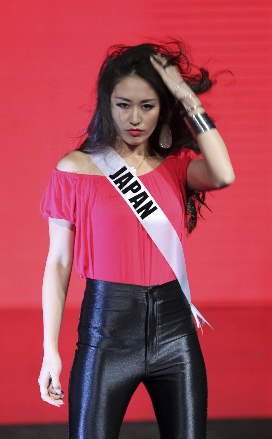Miss Japan 2011 Maria Kamiyama parades in a night club in Sao Paulo 