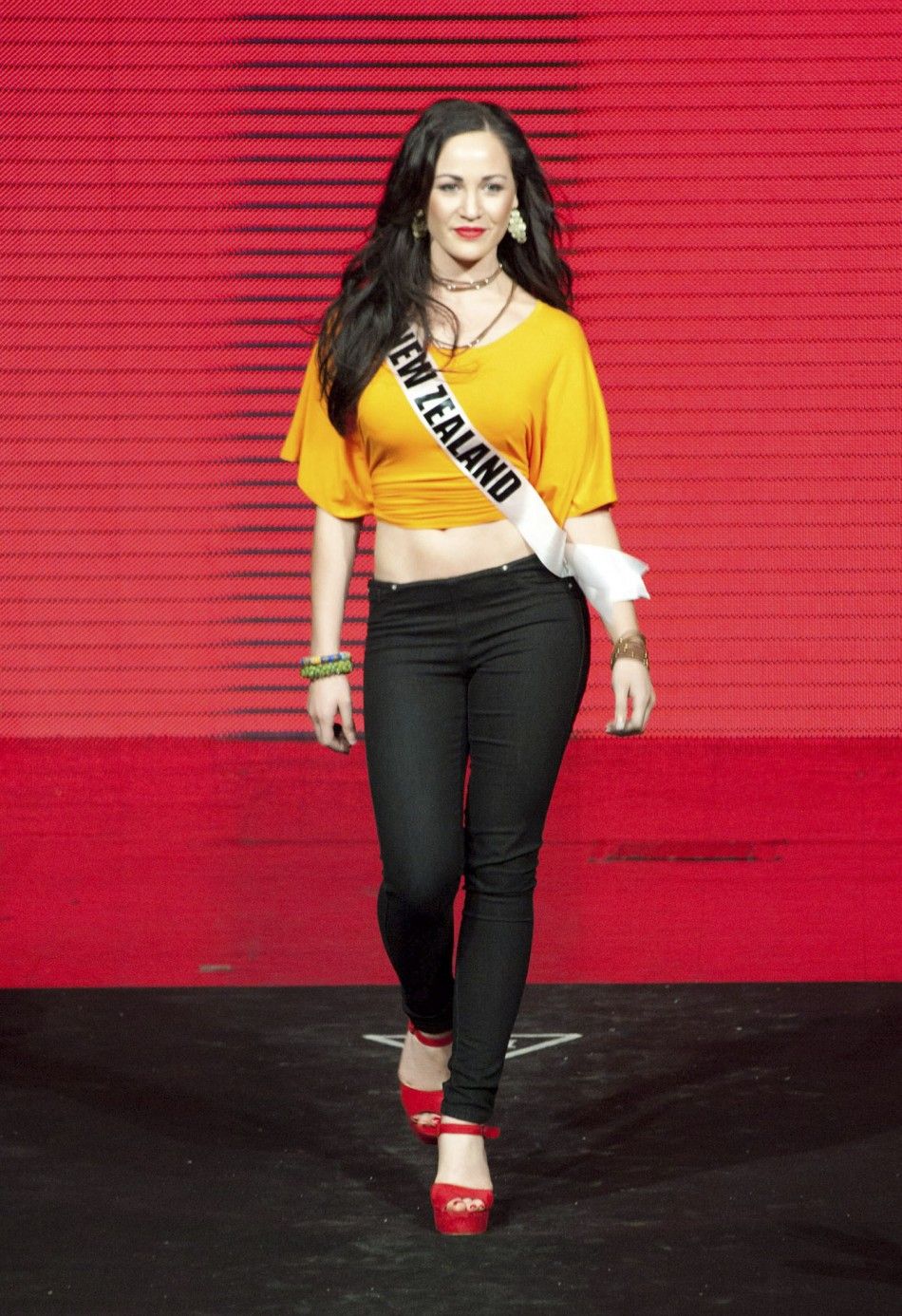 Miss Universe New Zealand 2011 Priyani Puketapu parades during a fashion show at The Week night club in Sao Paulo 