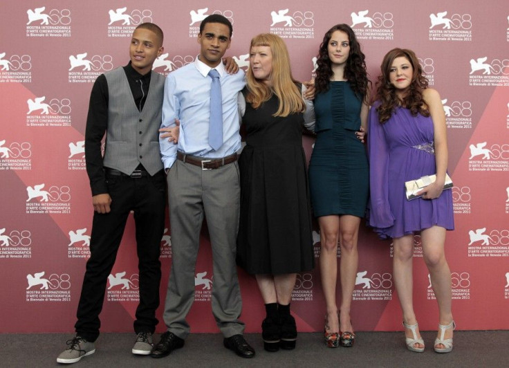 Actors Glave, Howson, director Arnold and actresses Scodelario and Beer pose during a photocall for her film "Wuthering Heights" at the 68th Venice Film Festival