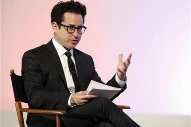 Director J.J. Abrams asks a question to U.S. first lady Michelle Obama (not pictured) at a Joining Forces event at the Writers Guild theatre in Beverly Hills, California