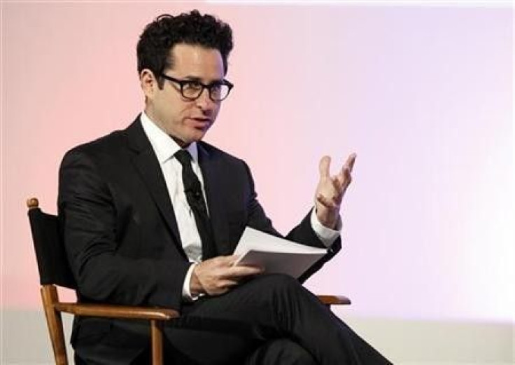 Director J.J. Abrams asks a question to U.S. first lady Michelle Obama (not pictured) at a Joining Forces event at the Writers Guild theatre in Beverly Hills, California