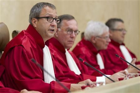 President of the German Constitutional Court Vosskuhle pronounces judgment on euro bailouts at the German Constitutional Court in Karlsruhe