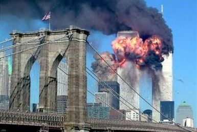 The second tower of the World Trade Center bursts into flames after being hit by a hijacked airplane in New York in this September 11, 2001 file photograph.