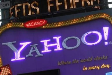 A Yahoo! billboard is seen in New York's Time's Square