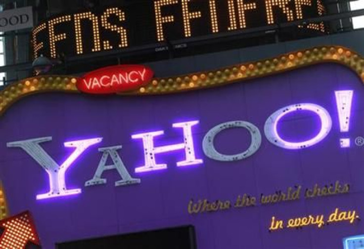 A Yahoo! billboard is seen in New York's Time's Square
