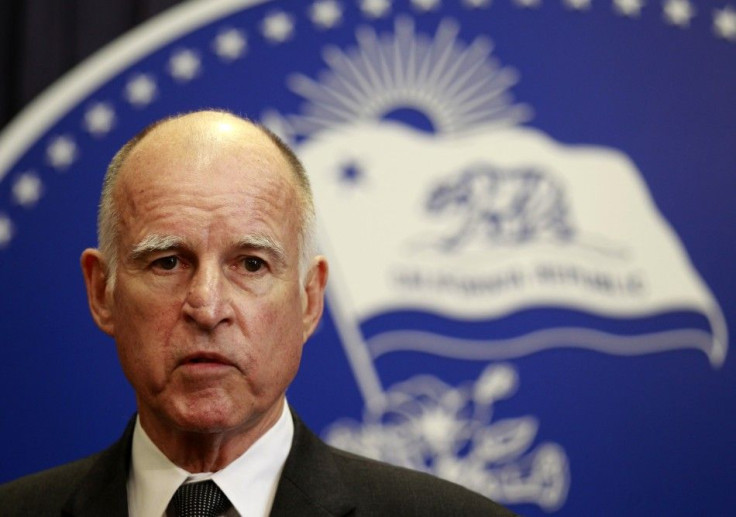 California Governor Jerry Brown speaks after vetoing the budget passed the day before by state legislators in Los Angeles