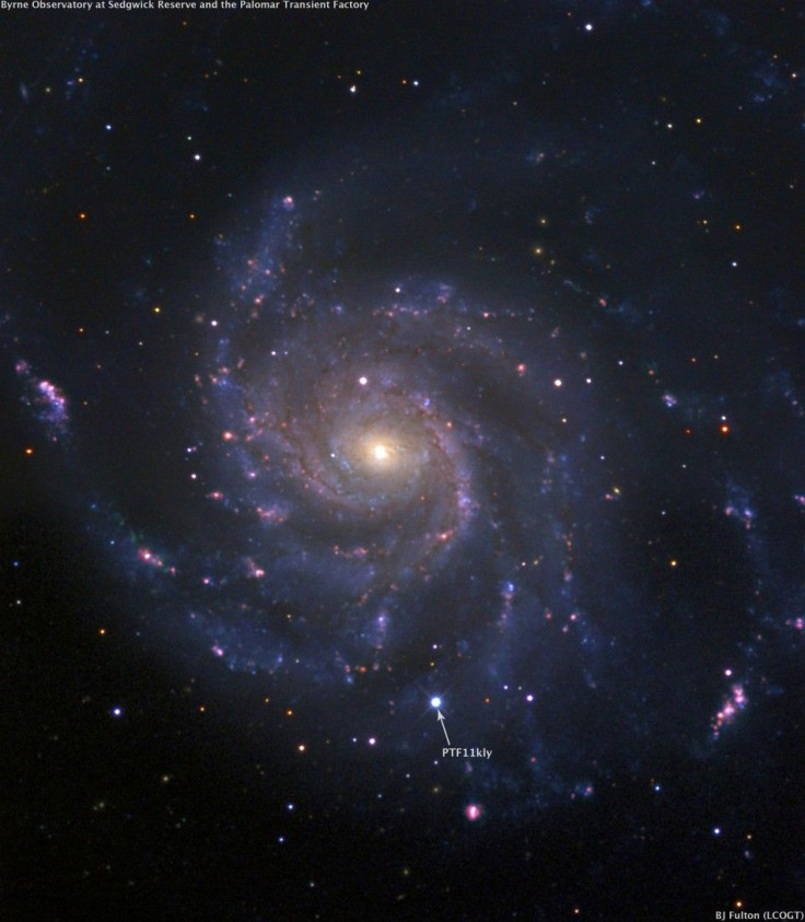 Handout photograph of Pinwheel Galaxy as a supernova (PTF11kly) heads towards peak brightness