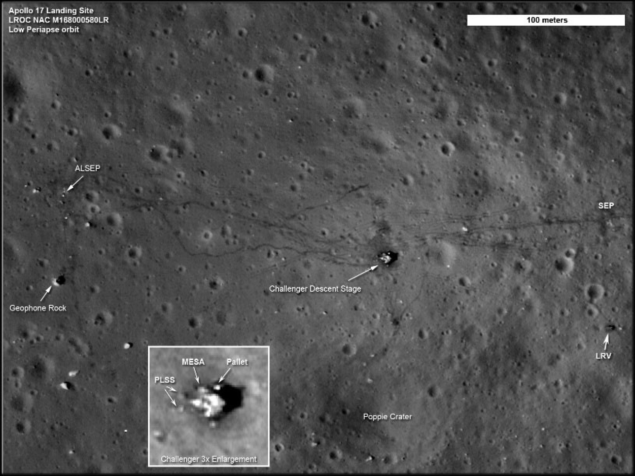 NASA LRO image of Apollo 17 landing site