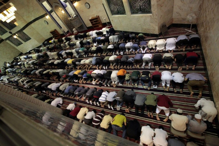 Muslims pray at King Fahad Mosque on the first day of the Muslim fasting month of Ramadan in Culver City, Los Angeles