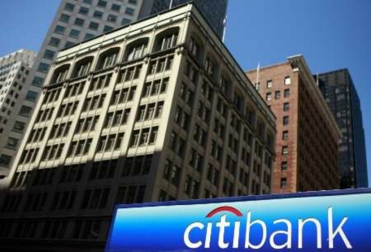 A Citibank logo is seen in the financial district of San Francisco, California