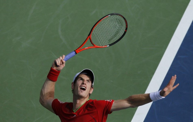 Andy Murray of Britain serves to Donald Young of the U.S. during their match at the U.S. Open tennis tournament in New York