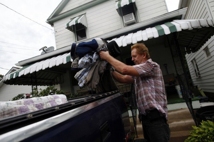 Mike Blaum evacuates from his home near the Susquehanna River in Wilkes-Barre