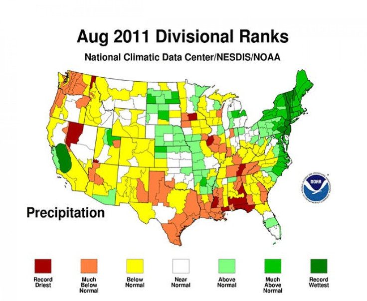 July 2011 precipitation &quot;divisional rank&quot; map.