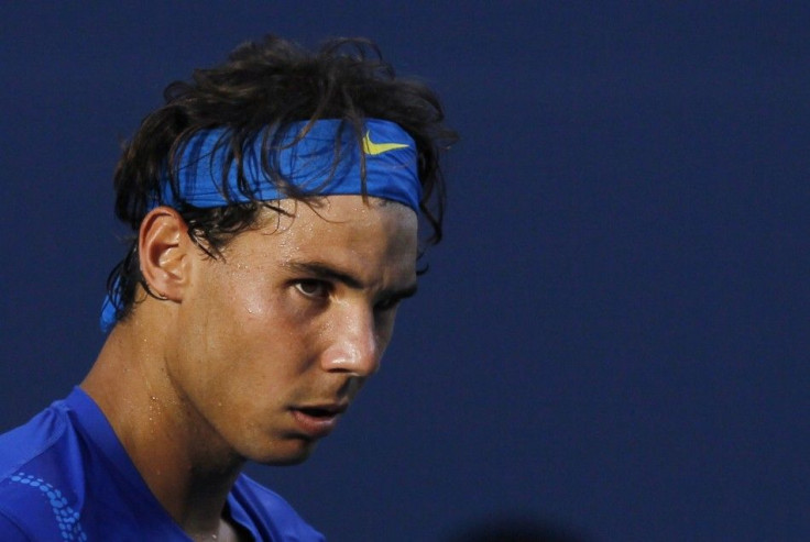 Rafael Nadal of Spain perspires during his match against Andy Roddick of the U.S. at the U.S. Open tennis tournament in New York