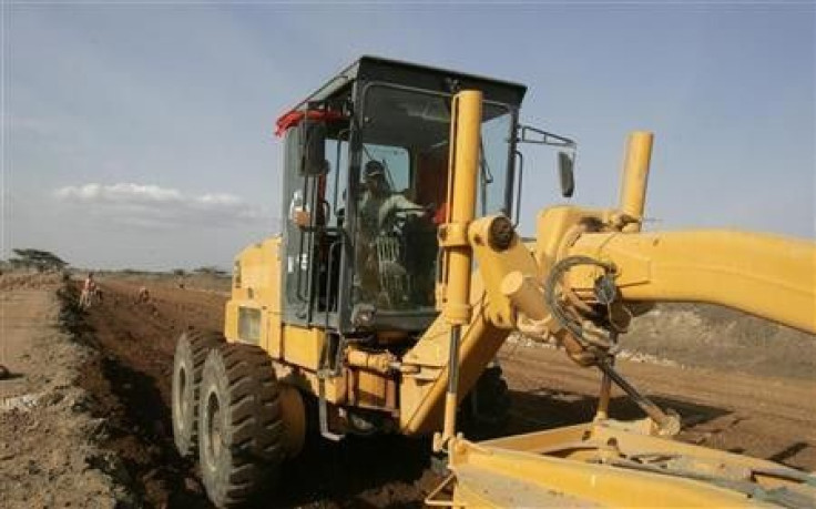 A engineer works at a road construction project near Isiolo town, 320 km (200 miles) north from the capital Nairobi