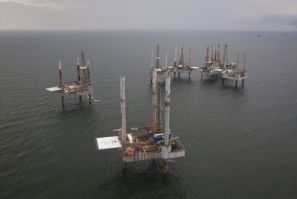 Idle oil rigs in Gulf of Mexico