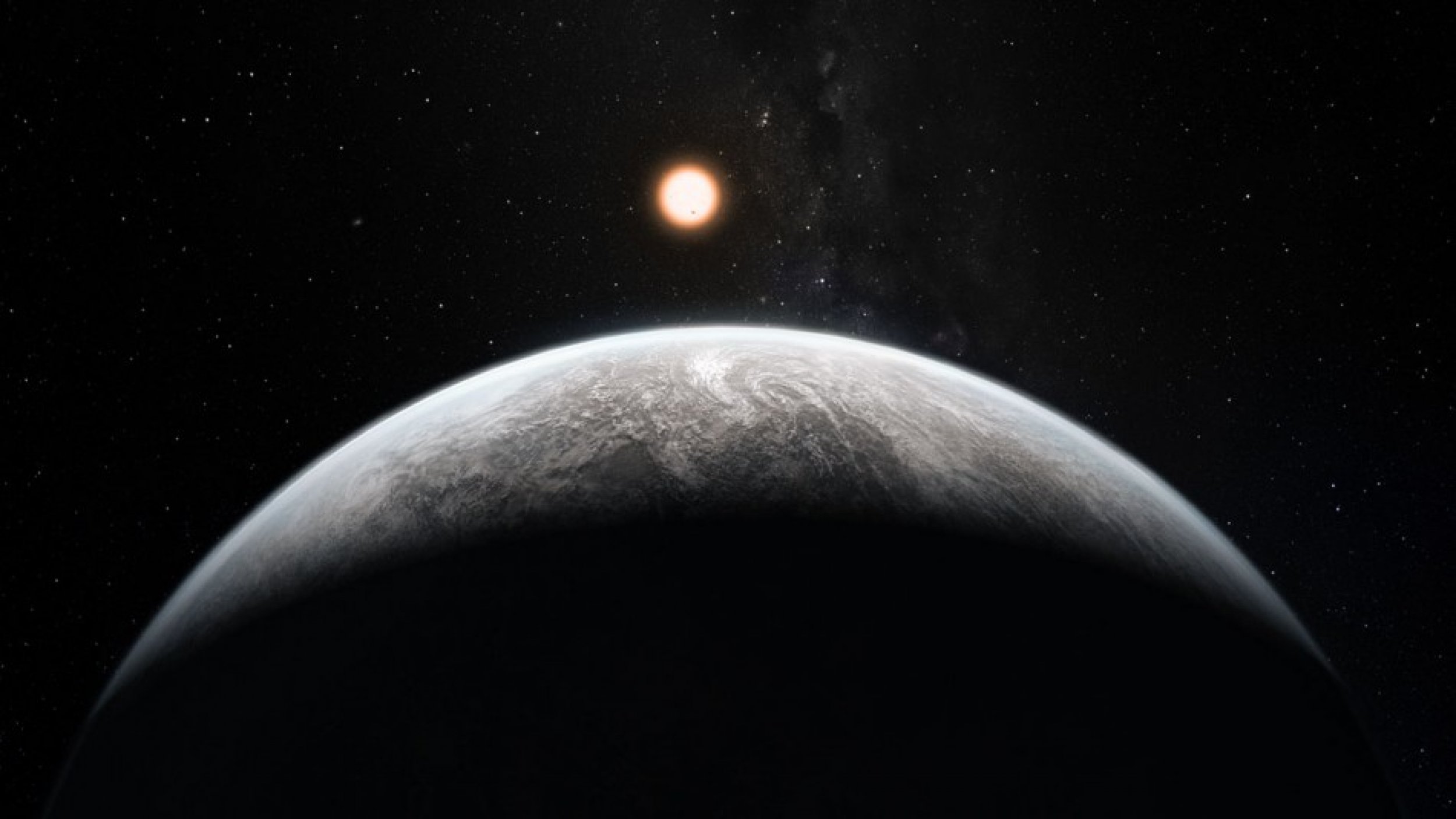 This artists impression shows the planet orbiting the Sun-like star HD 85512 in the southern constellation of Vela The Sail.