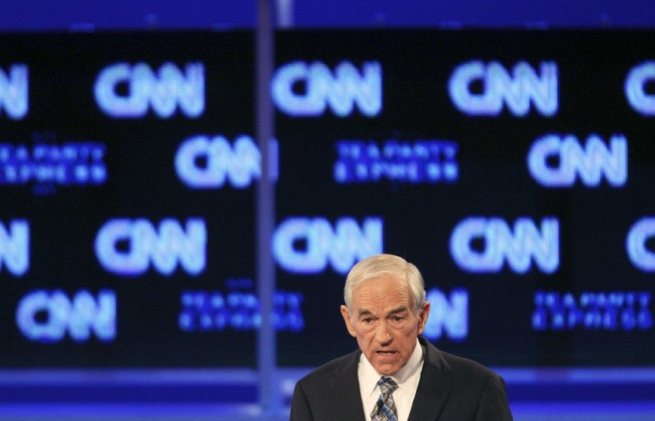 Texas Rep. Ron Paul speaks during the CNN/Tea Party Republican presidential candidates debate in Tampa