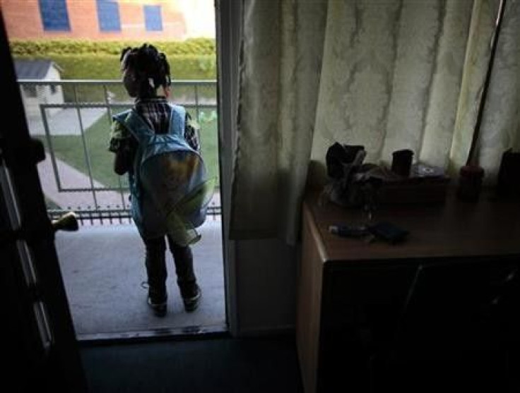 Jayla waits for her tutor to arrive at the shelter where she lives in Los Angeles, California
