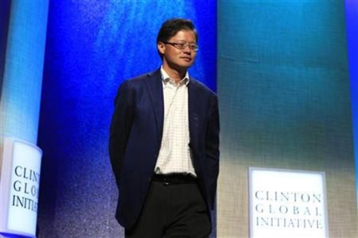 Co-founder and former CEO of Yahoo Jerry Yang arrives for the announcement of a commitment pledge at the Clinton Global Initiative in New York